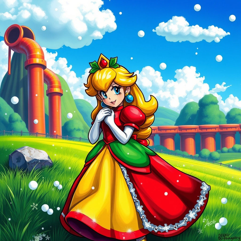 Princess Peach Christmas in Super Mario World, Graffiti Art