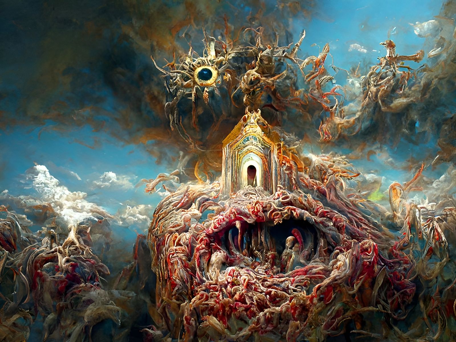 Biblical Horror Painting in a Psychedelic Style