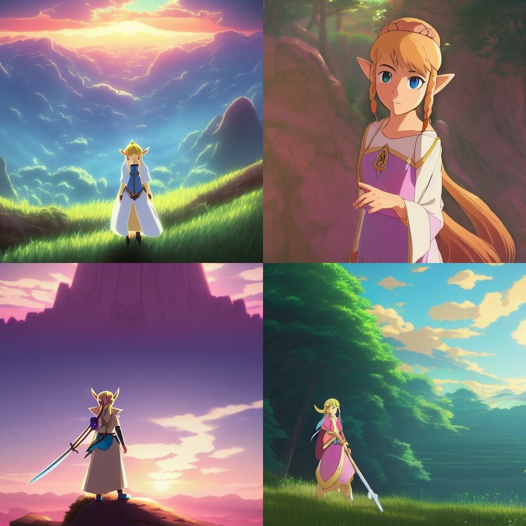 Princess Zelda in Studio Ghibli Anime Style