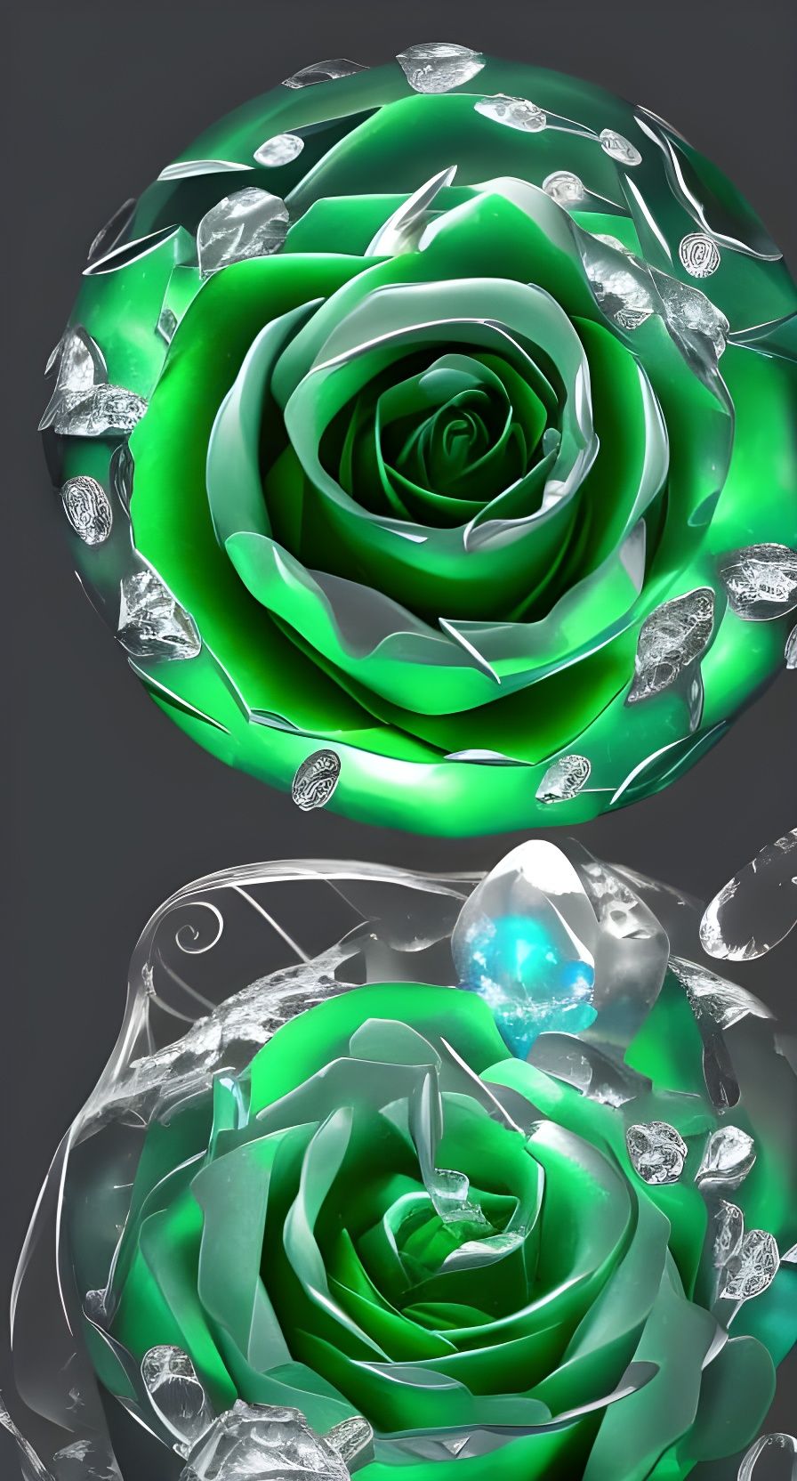 Electric Green Crystal Rose Sci-Fi Concept Art