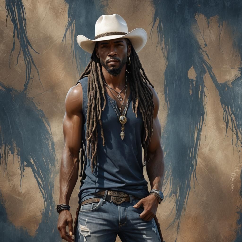 Handsome Cowboy with Dreadlocks: Fantasy Concept Art