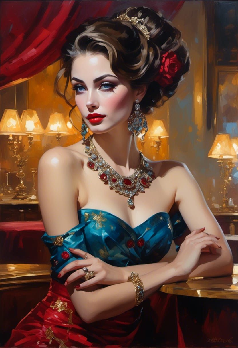 Beautiful Woman Portrait in Byzantium Colors