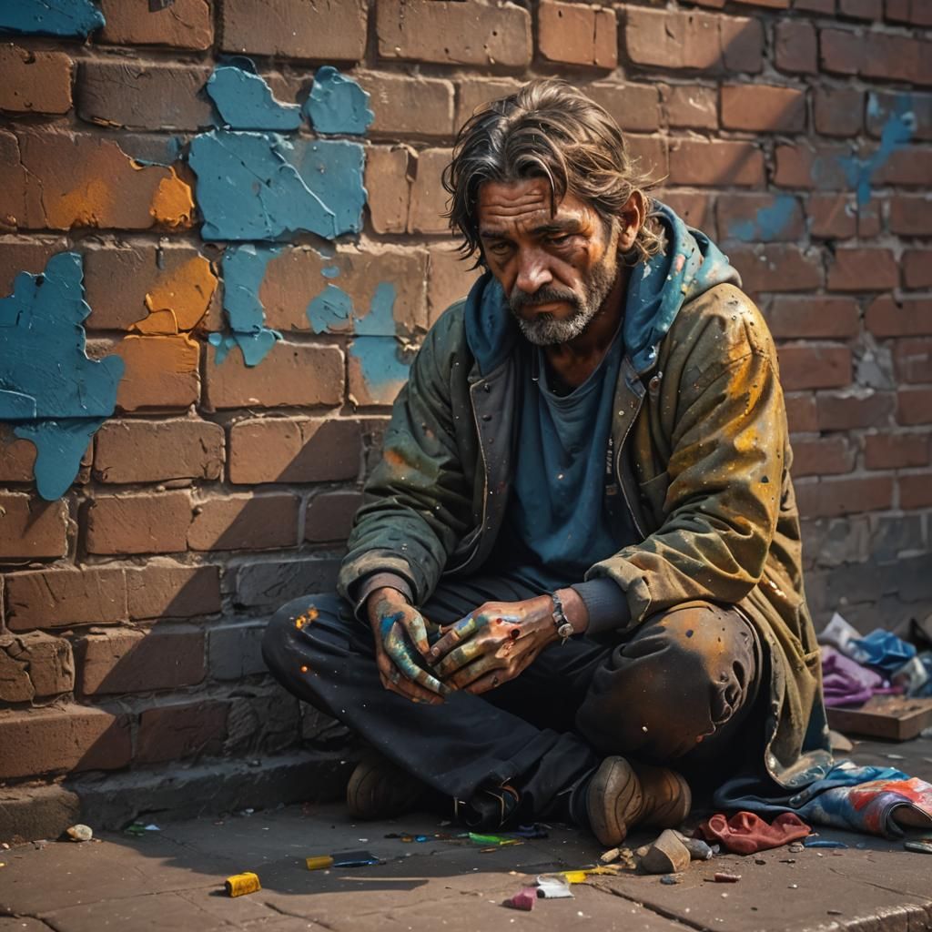 Homeless Man Creates Street Art: Digital Art