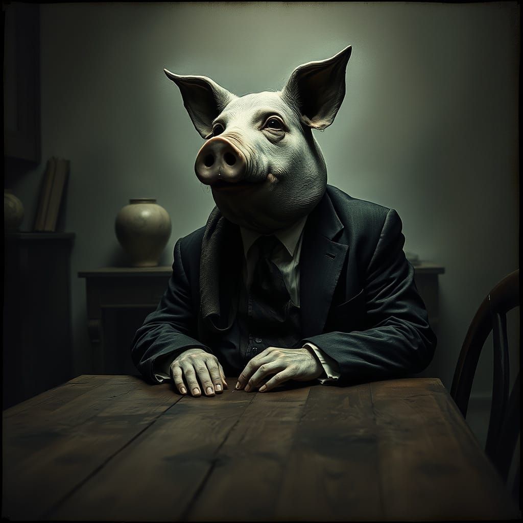 Lonely Figure in Charcoal Drawing