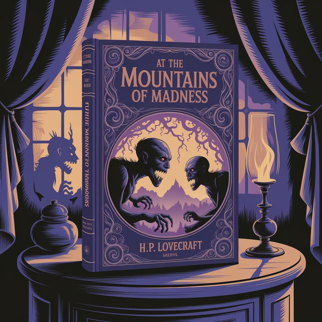 Eerie Lovecraftian Illustration in Dark, Moody Style