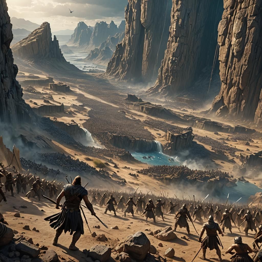 David and Goliath: Epic Battlefield Scene