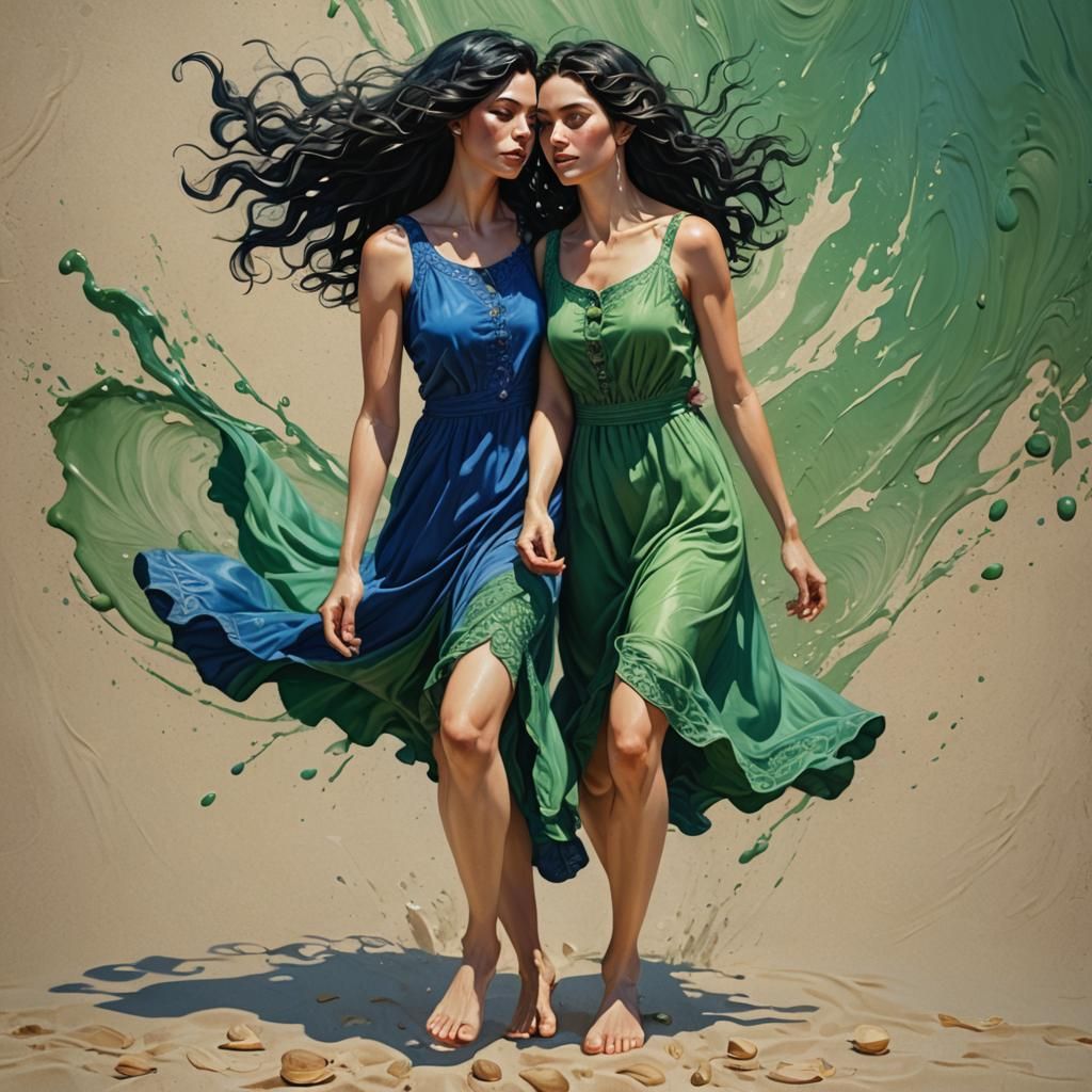 Hyperrealistic Pale Woman in Sundress with Green Eyes