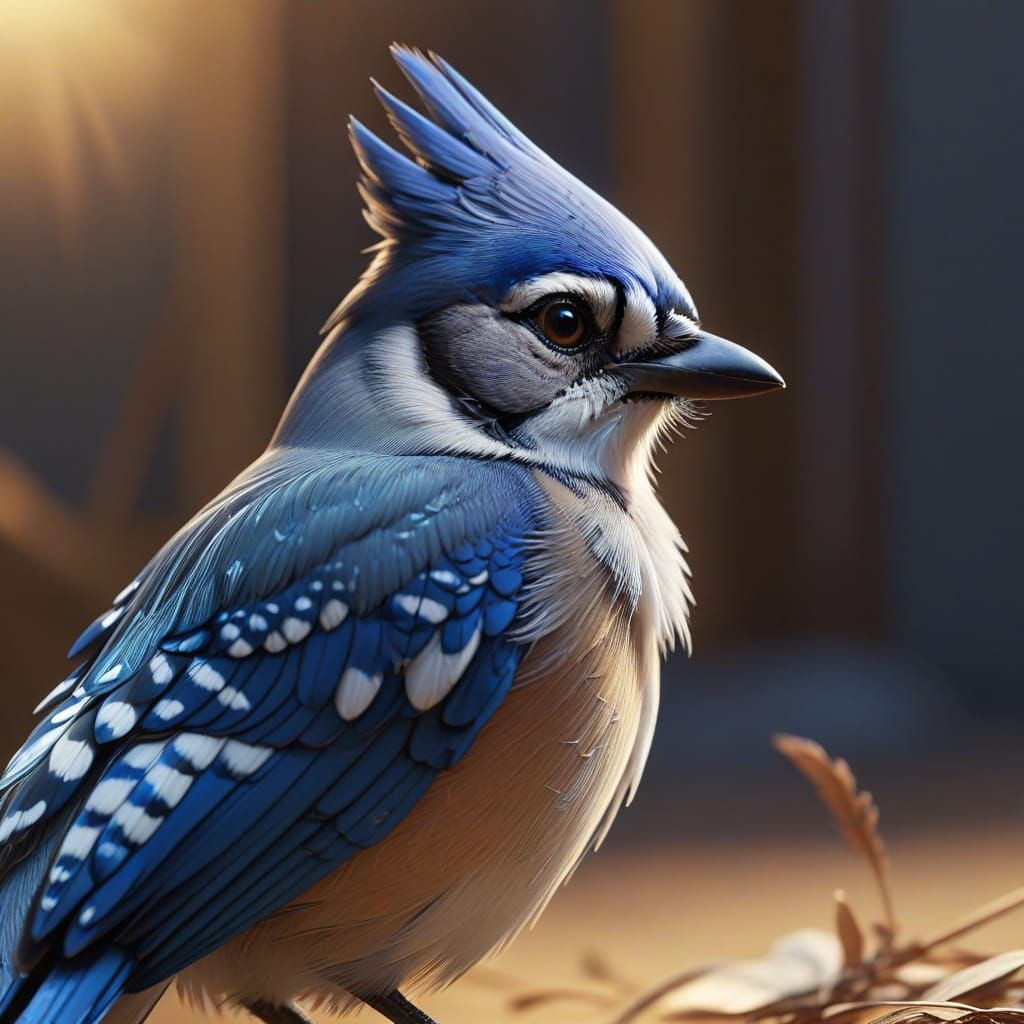 American Blue Jay Concept Art in Disney Pixar Style