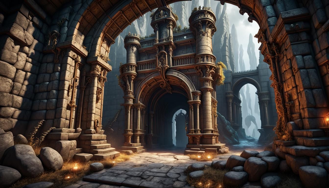Fantastical Dungeon Tower Entrance in Unreal Engine