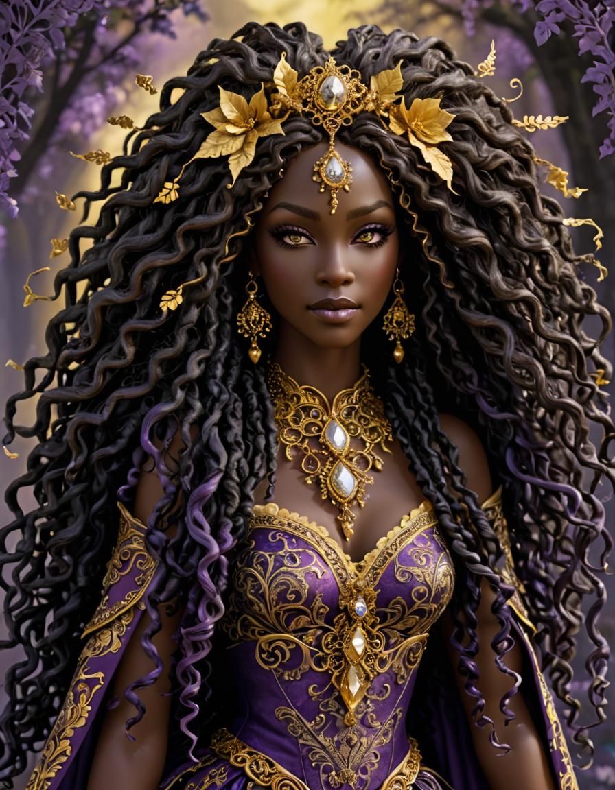 Enchanted Woodland Sprite with Opulent Floral Adornments