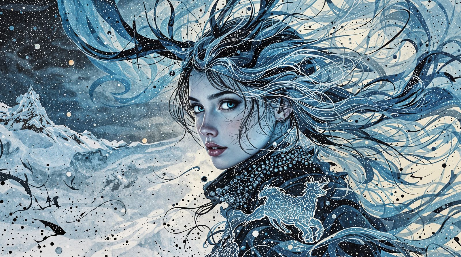 Sami Reindeer Spirit Guide in Ethereal Arctic Landscape