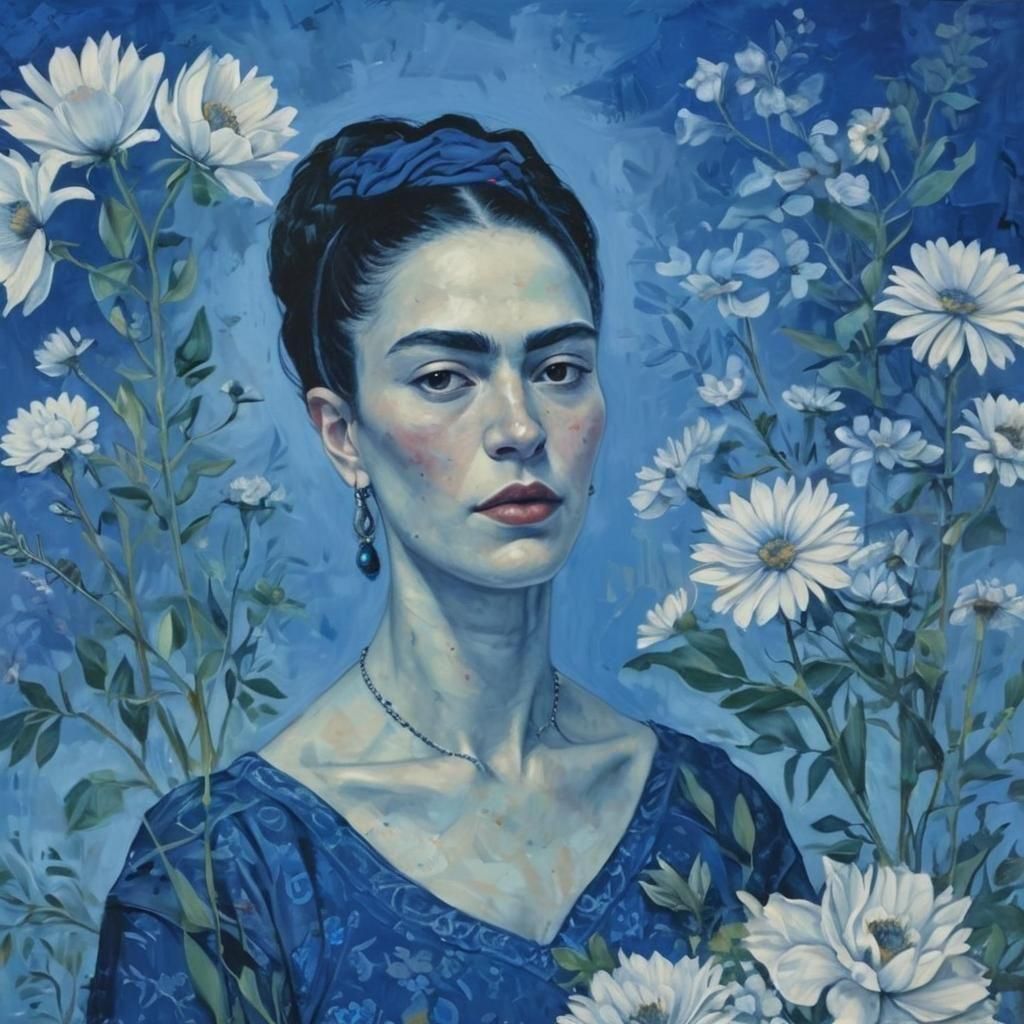 Woman with Flowers in Picasso's Blue Period