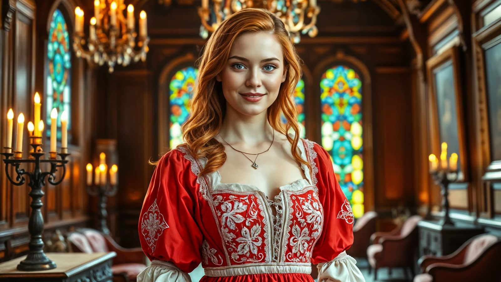 Beautiful Celtic Woman in Historic Mansion