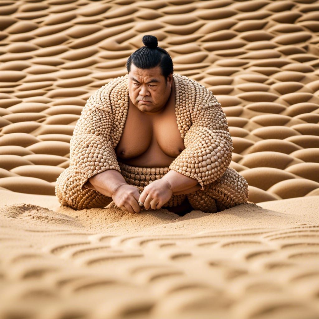 Sumo Wrestler in Sand Ring, Professional Photography