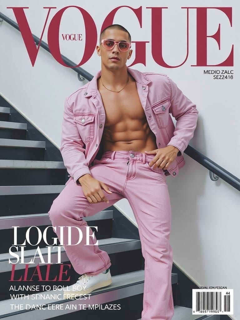 Fashionable Young Man on Vogue Magazine Cover