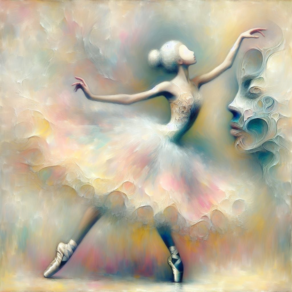 Dreamy Ballerina in Pastel Surrealist Style