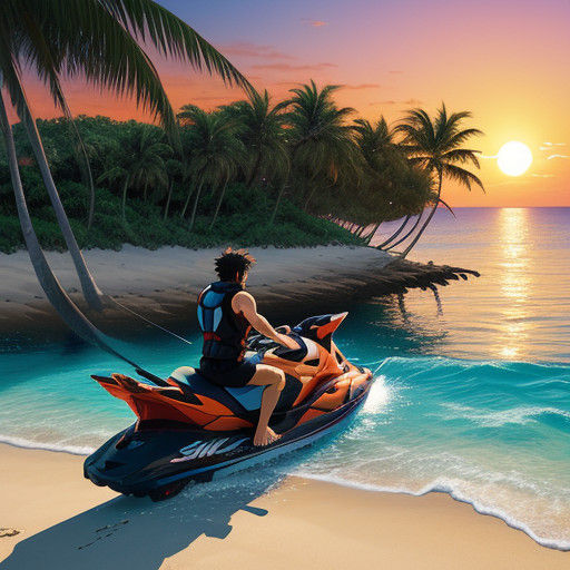 Surreal Beach Sunset in Makoto Shinkai Style