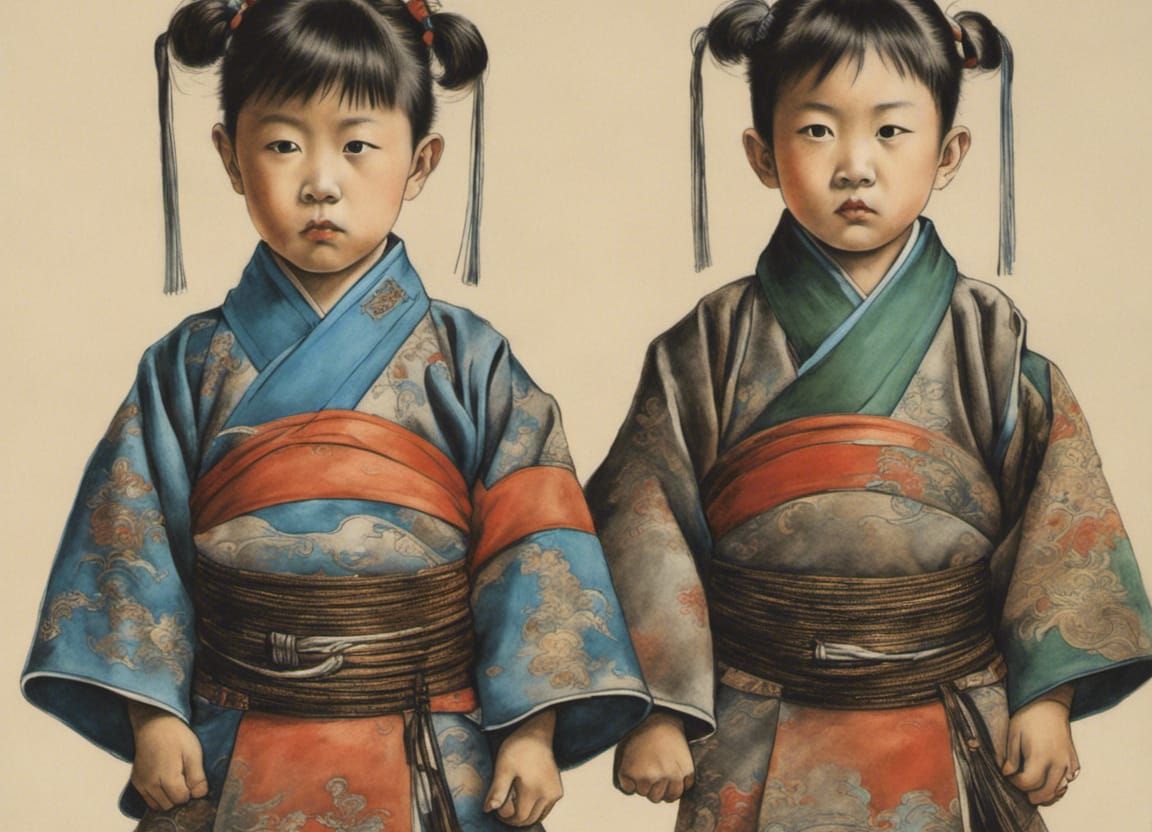 Chinese boys dressed up