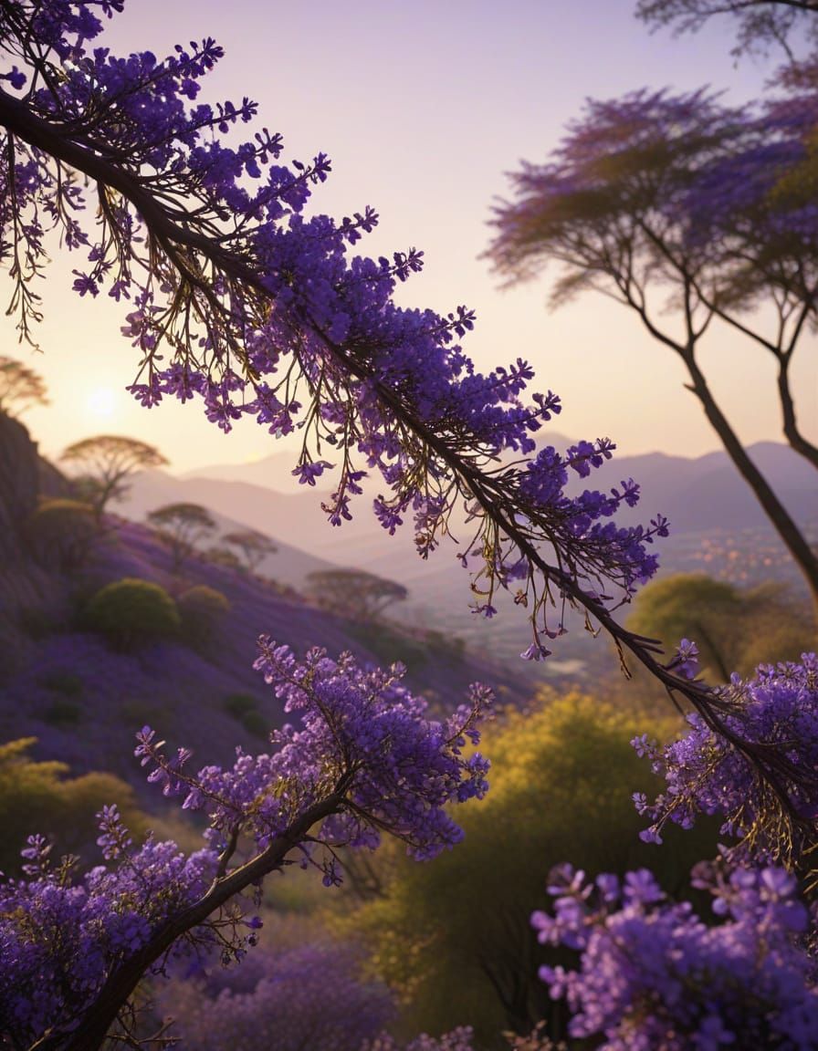 Ethereal Jacaranda Bloom in Golden Light