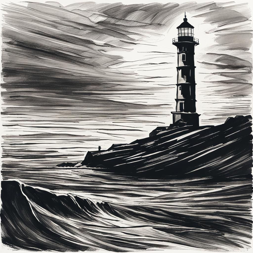 Lighthouse in the Style of Käthe Kollwitz