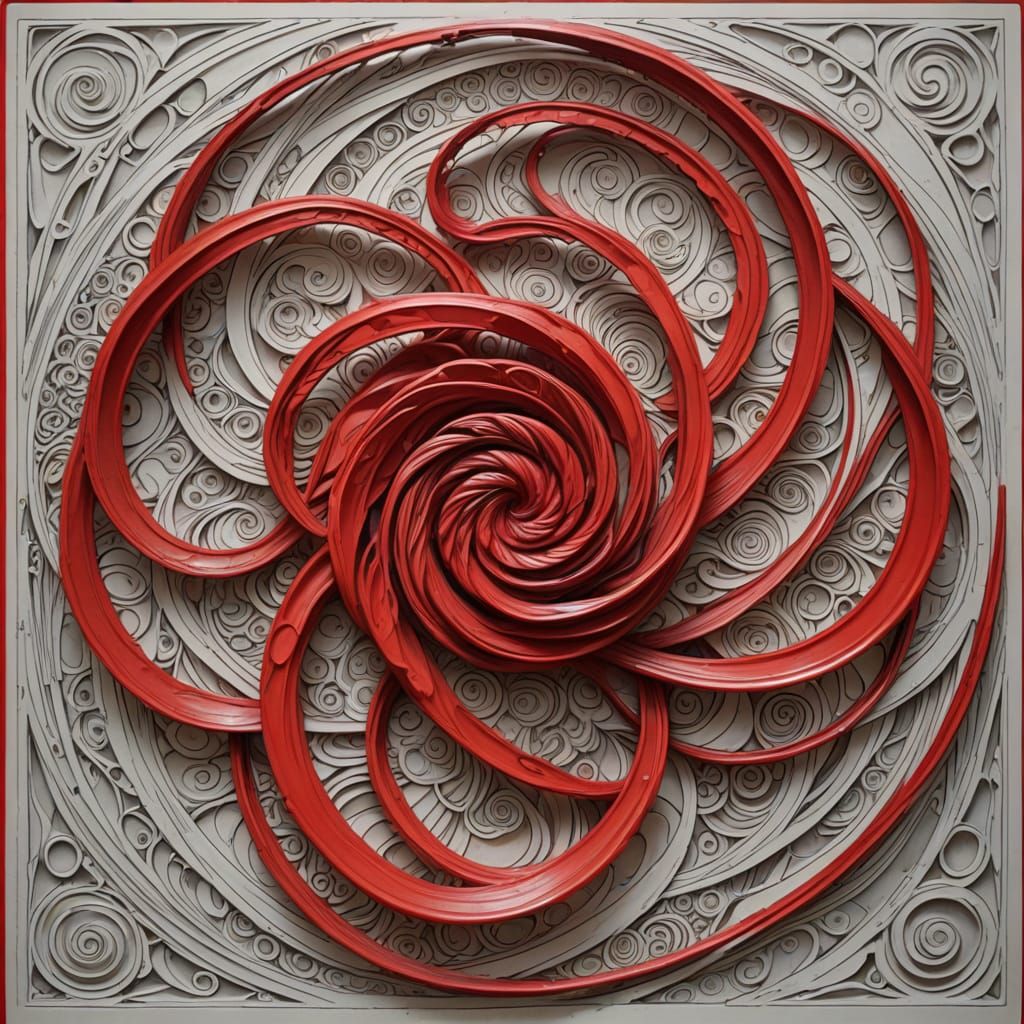 Abstract Red Curves: Etched Sketch Aesthetic