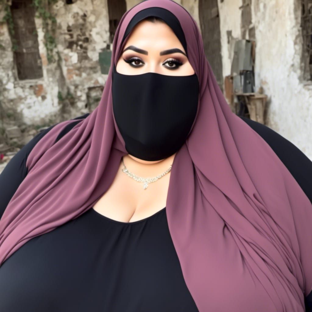 Woman in Niqab with Purple Makeup