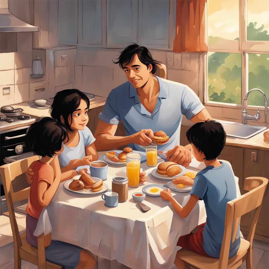 Summer Morning: Family Breakfast in the Garden