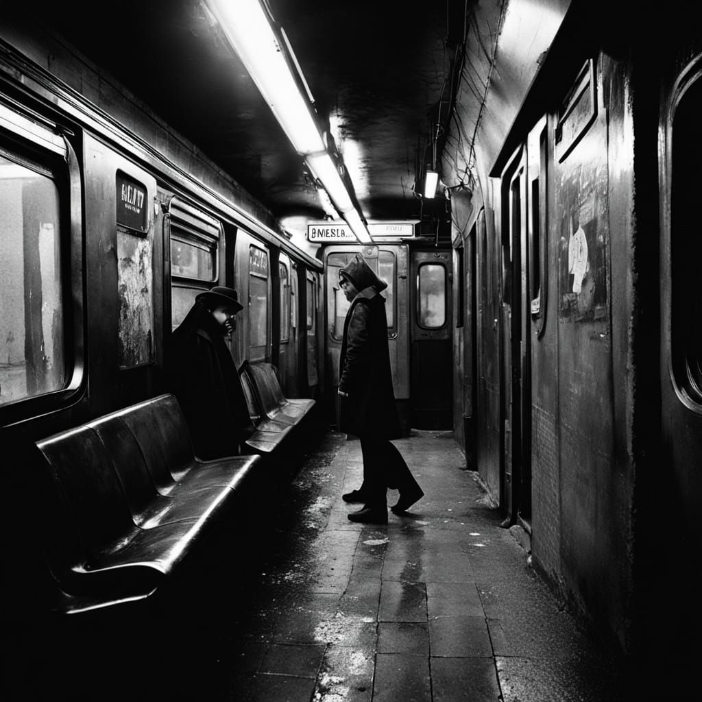 Noir Punk Model in Abandoned Subway: Gritty Photography