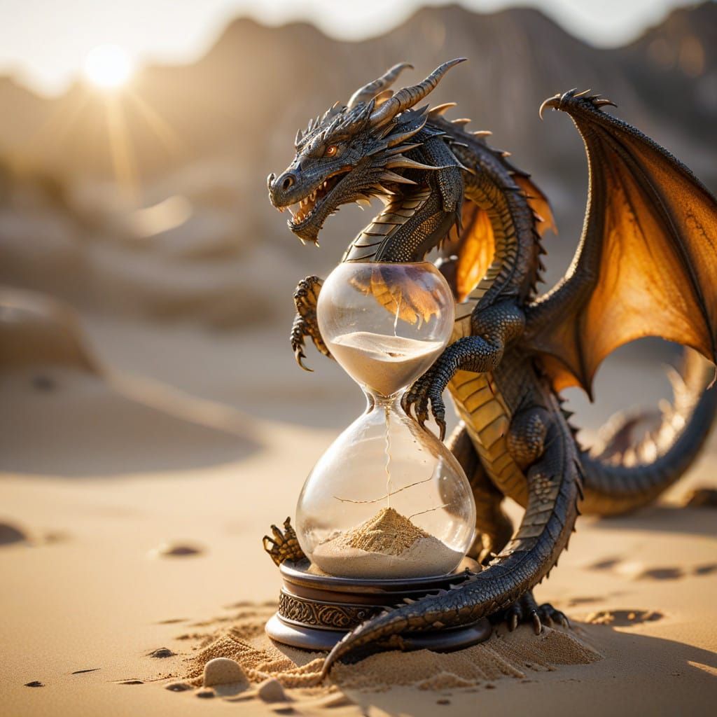 Ancient Hourglass Dragon in Warm Golden Light