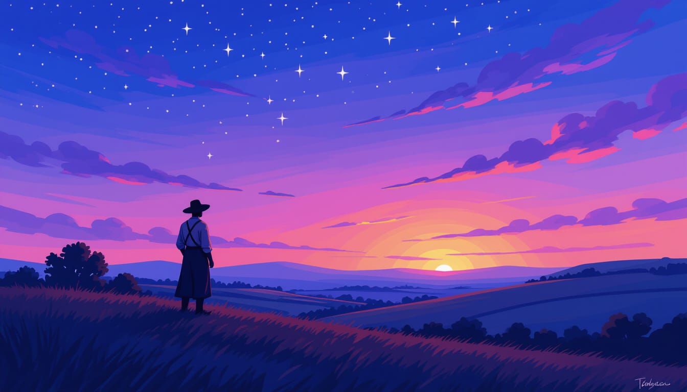 Twilight Vista: A Neo-Impressionist Landscape