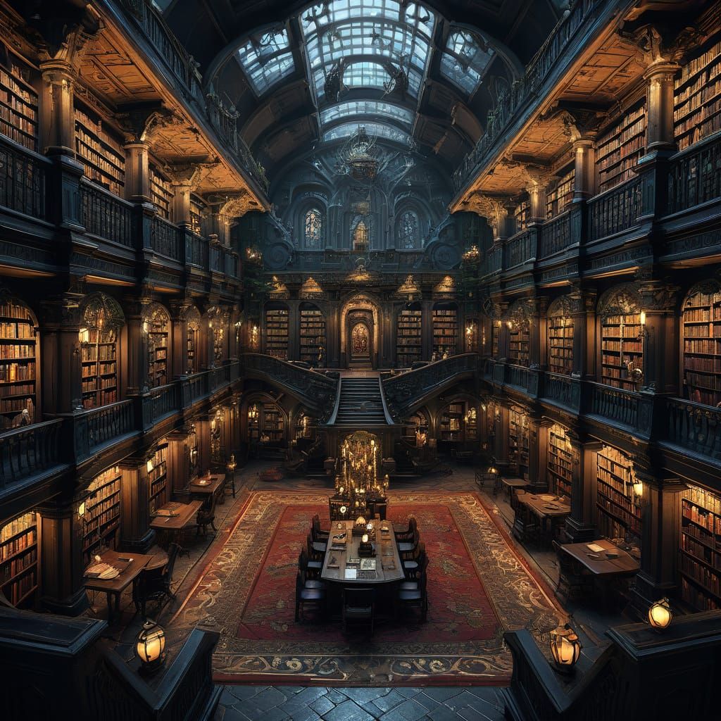 Whimsical Fantasy Library Awaits Discovery in Cyberpunk-Insp...