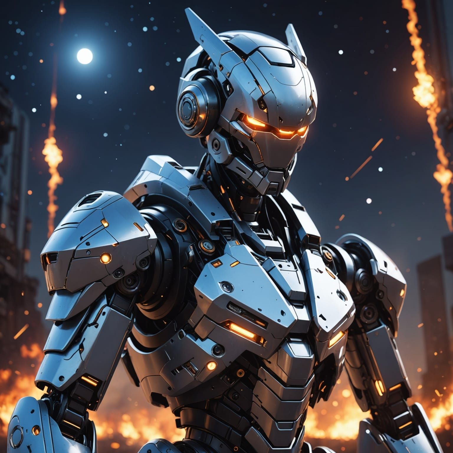 Burning Robot Among Stars: 3D Anime Art