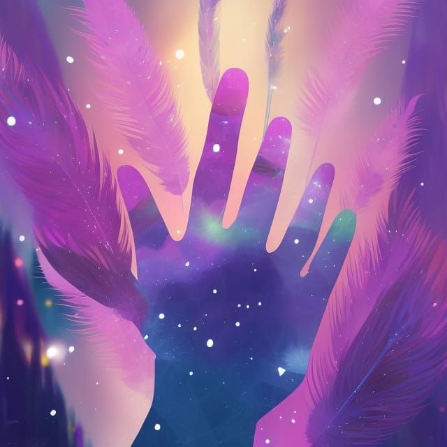 Hand Casting Spell with Aurora Borealis, Digital Art