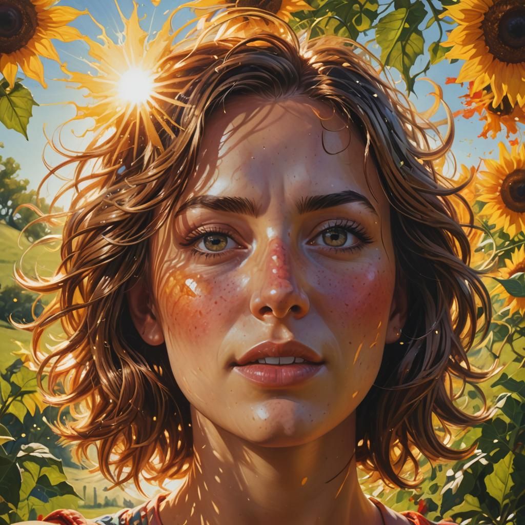 Hyperrealistic Sunny Countryside in Alex Ross Style