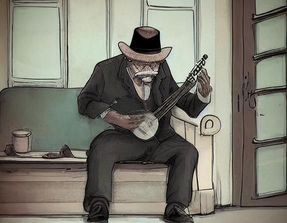 Old Man Tapping Foot: Minimalist Concept Art