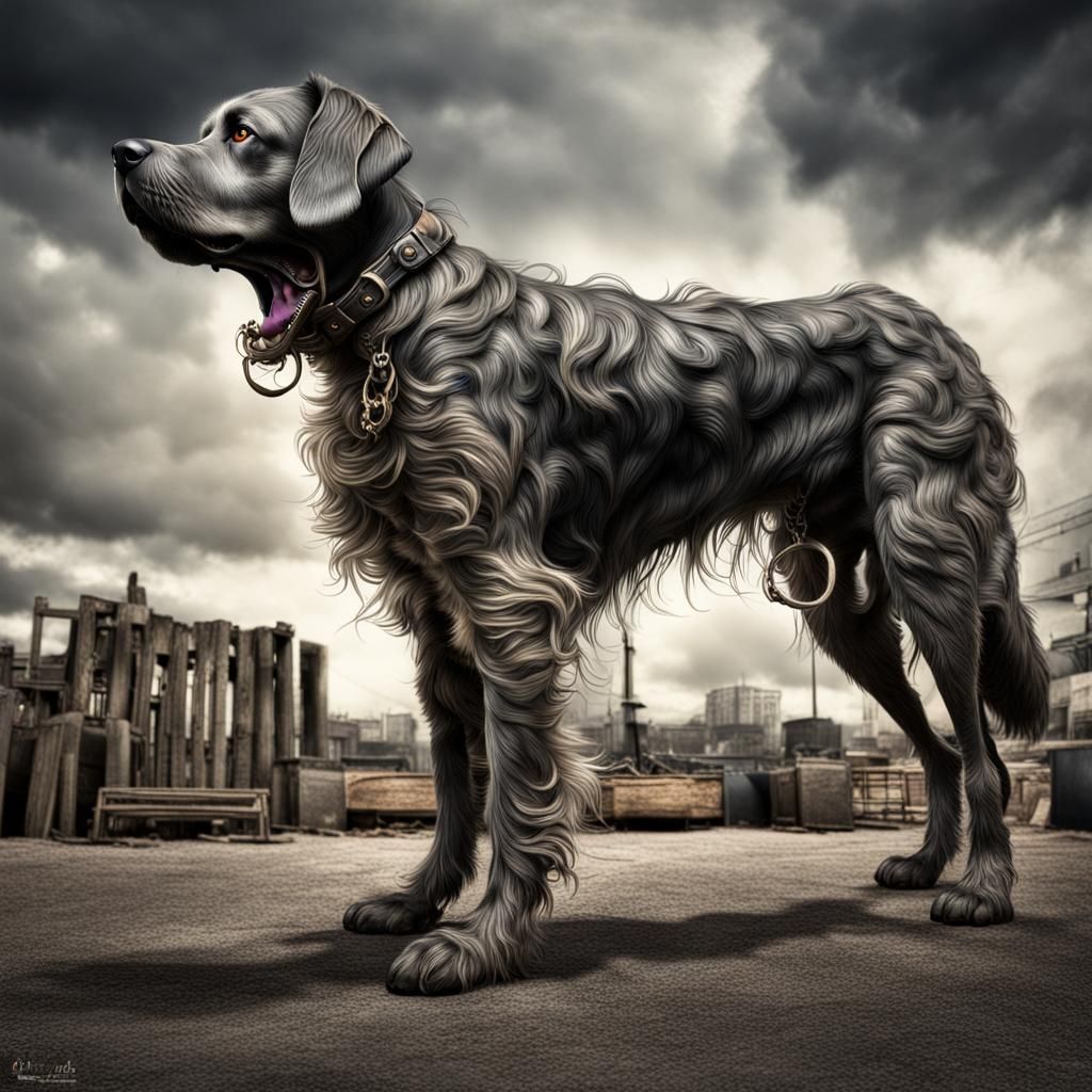 Hyperrealistic Tramp as a Big Dog