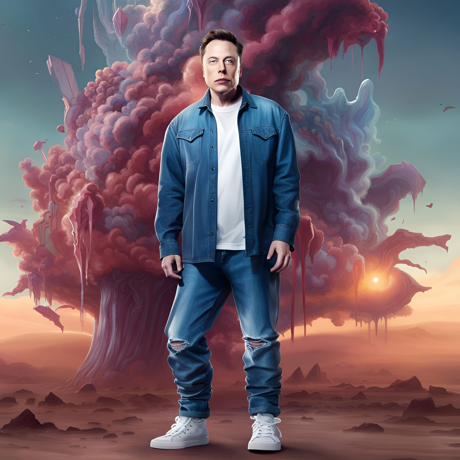 Elon Musk as Hip-Hop Artist, Detailed Digital Painting