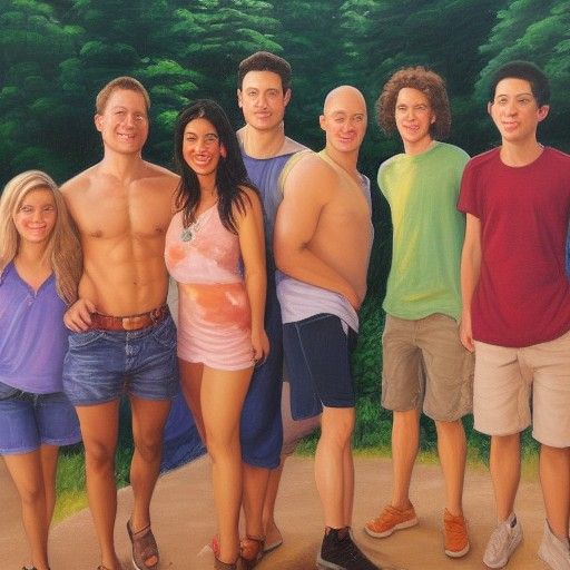 Six Figures in Oil Painting Style