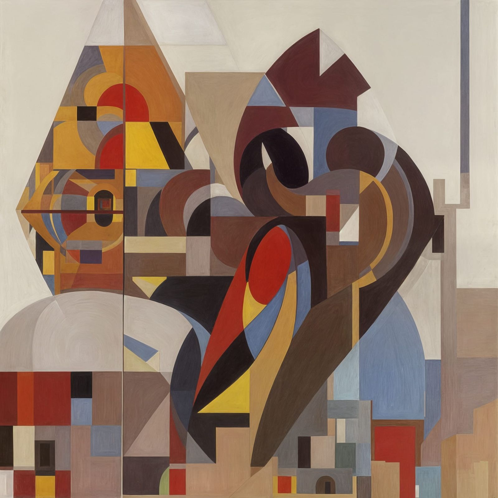 Intricate Painting with Cubist and Surrealist Influences