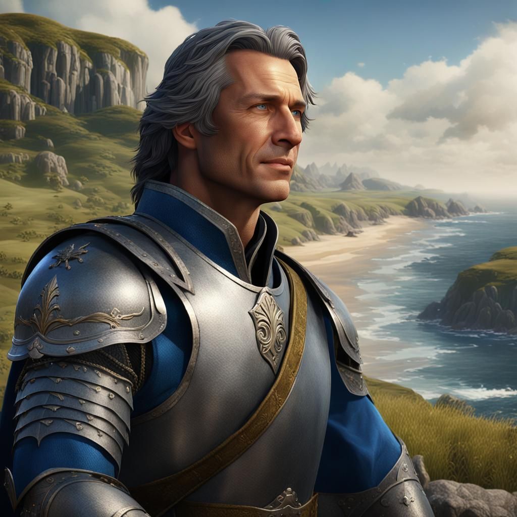 Dol Amroth Soldier in Pastoral Coastal Landscape