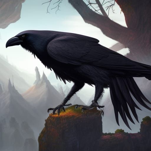 Detailed Crow Man in Fantasy Concept Art