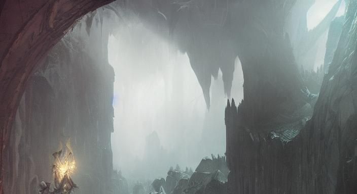 Sinister Cave Horror in Dark Fantasy Style