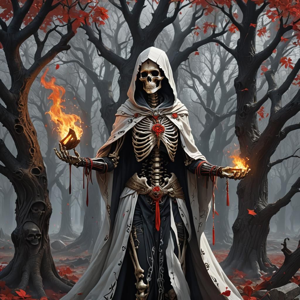 The Priestess Tarot Card in Dark Fantasy Style