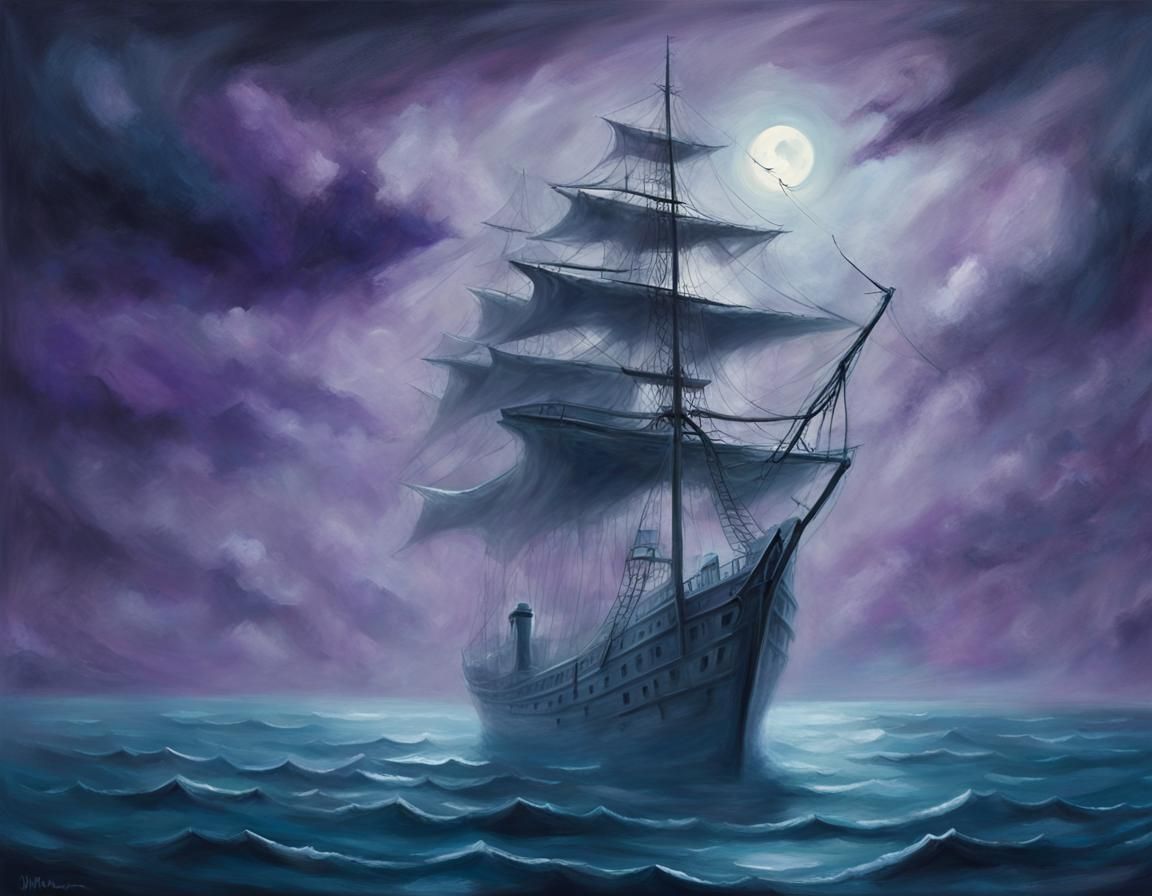 Ghost Ship Over Hawaii in Ethereal Surrealism