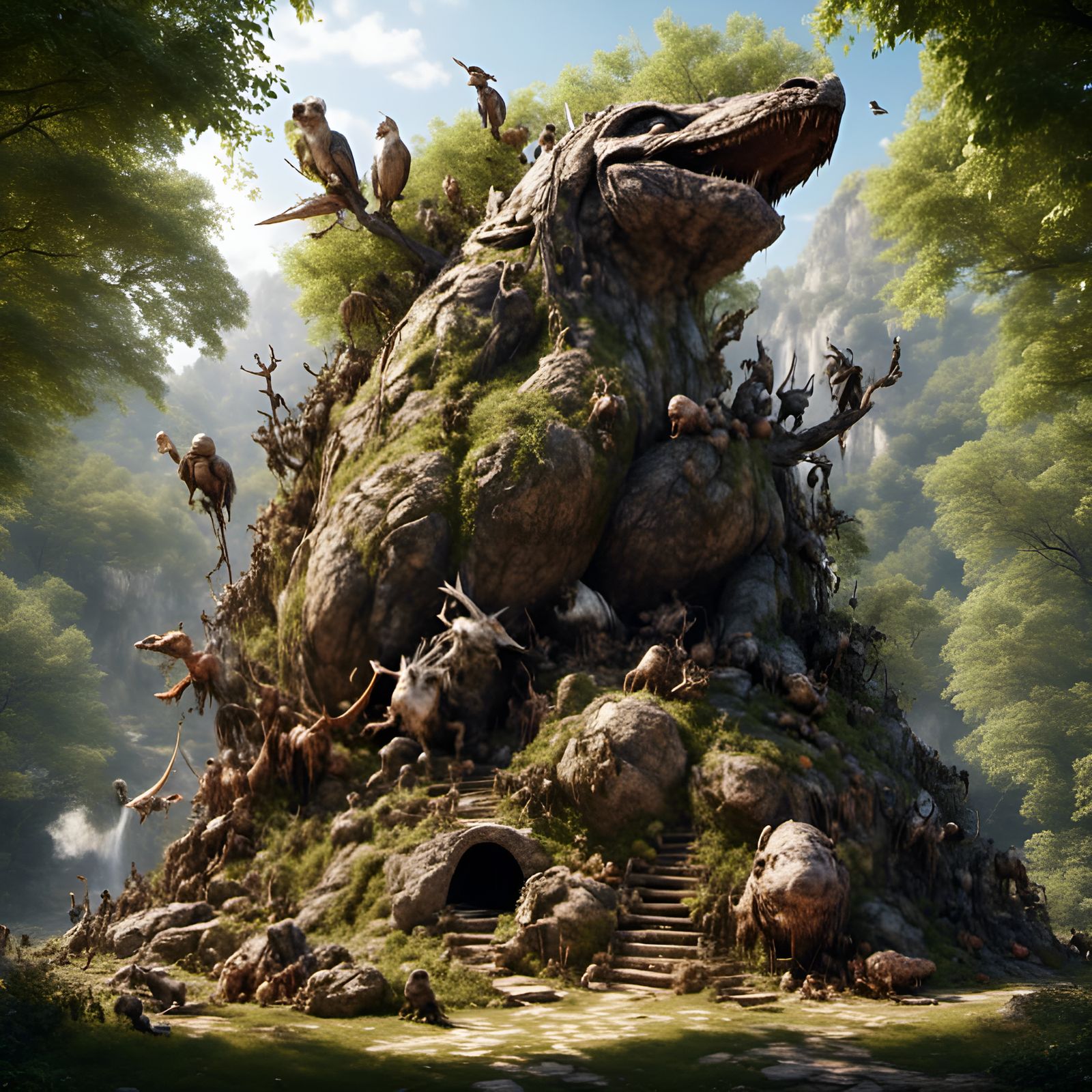 Fantasy Rock Creature Family in Ultra Realistic Style