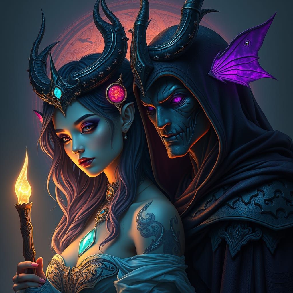 Elaria and Morvhan: Twilight Fairy and Abyss Lord