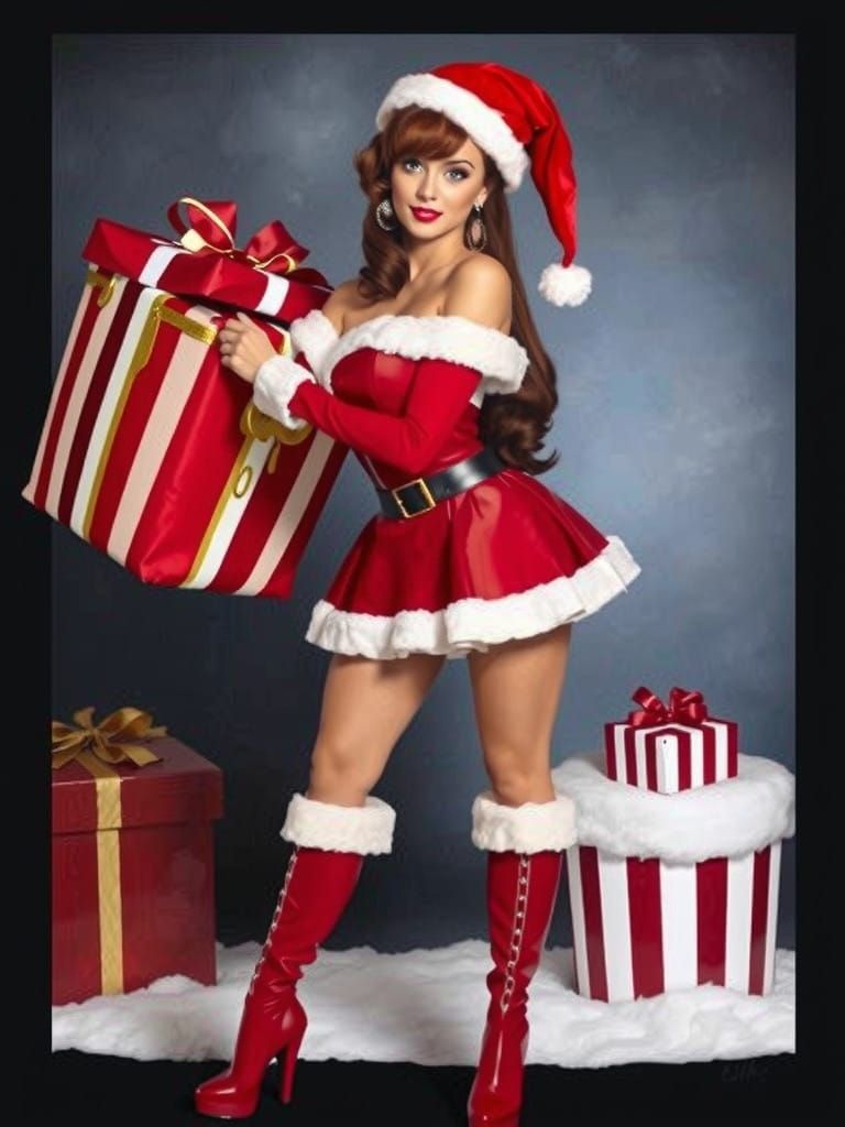 Santa's Sultry Elf Maiden at the North Pole in a Gil Elvgren...