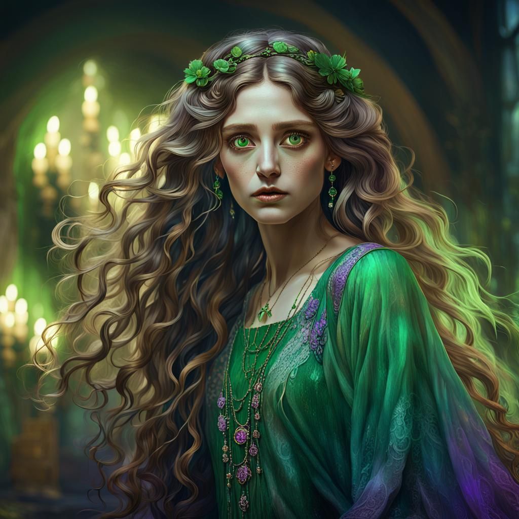 Mysterious Woman in Dark Fantasy Style