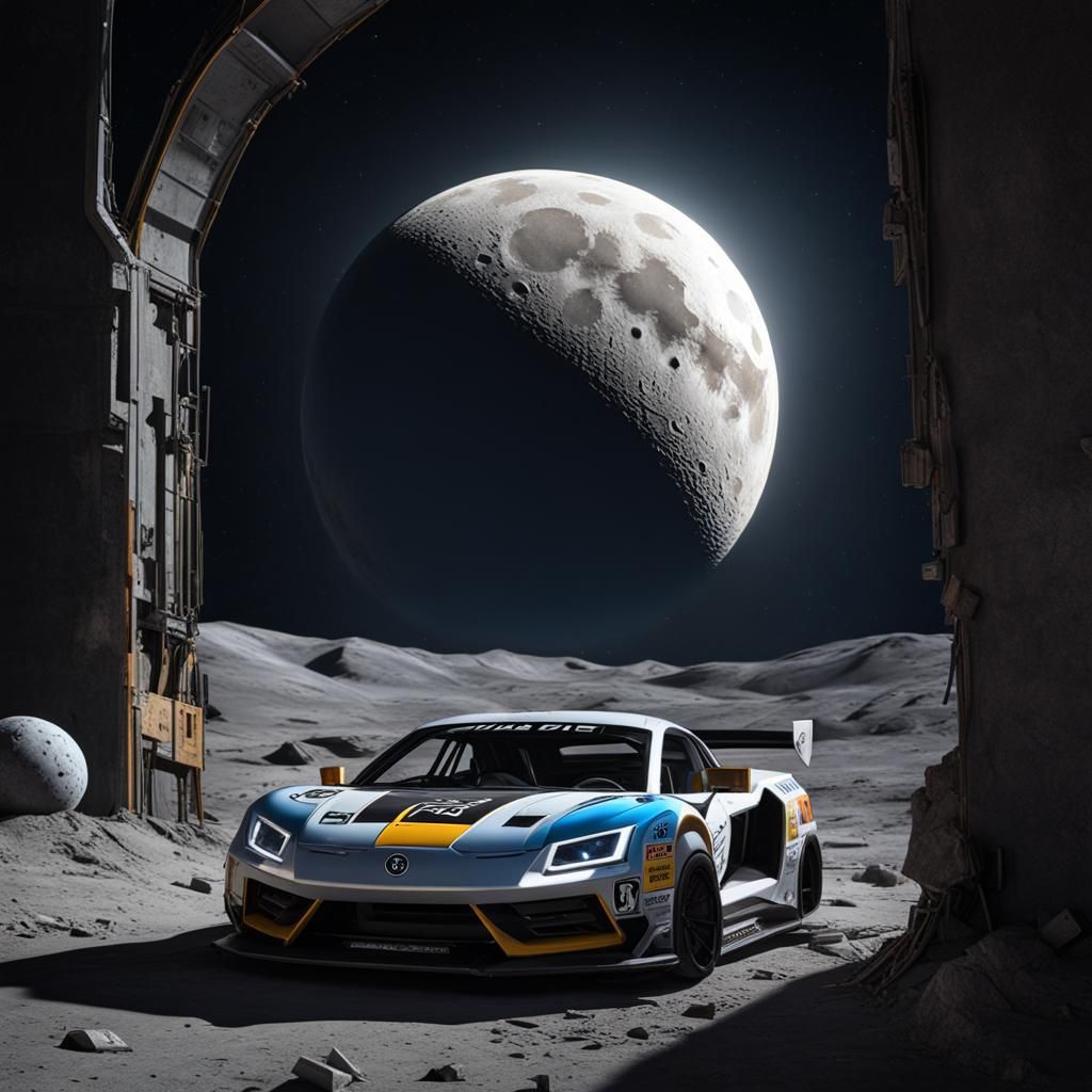 Graffiti Art on the Moon in Photorealistic Style
