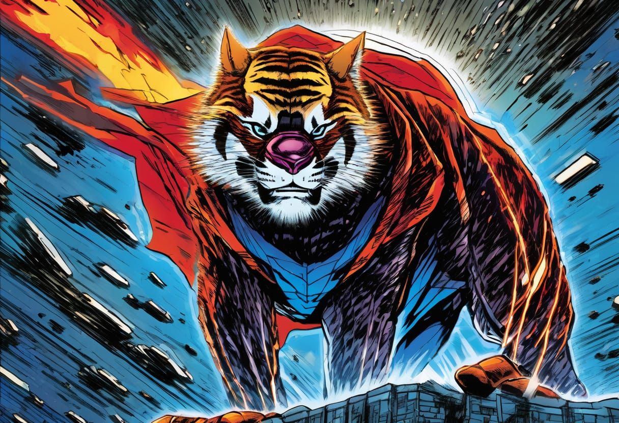 Superhero and Superman Merging in Epic Digital Painting